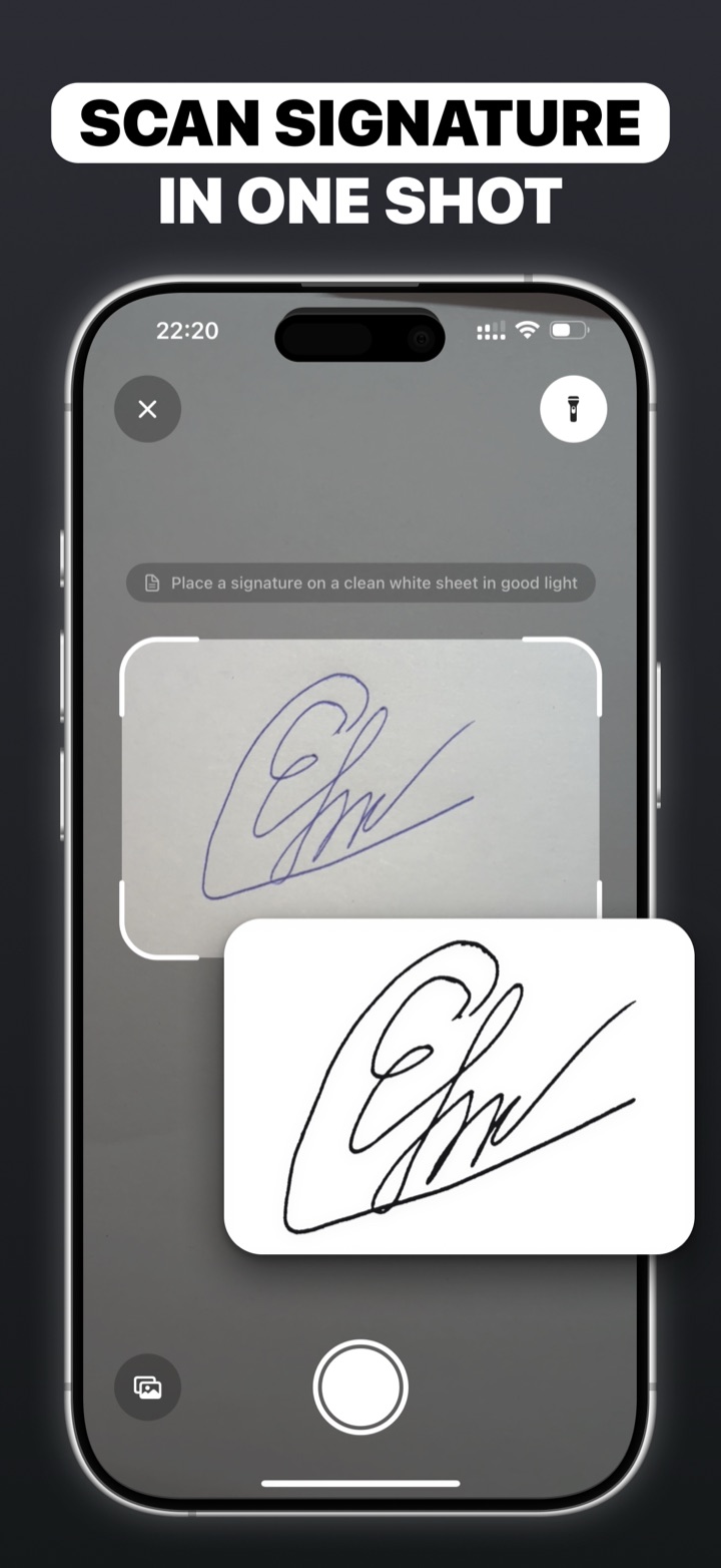Scan a paper signature with the camera in one shot